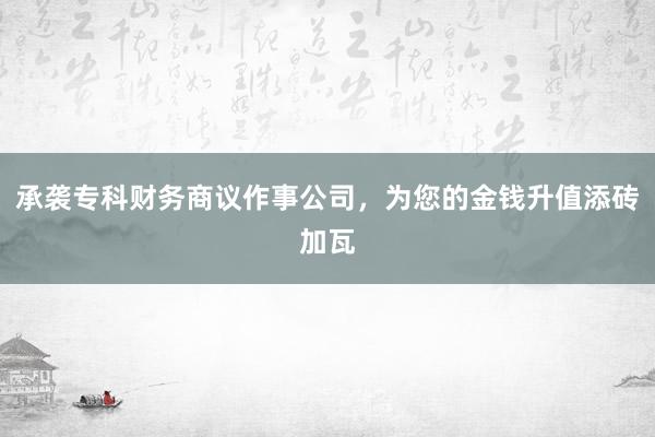 承袭专科财务商议作事公司，为您的金钱升值添砖加瓦